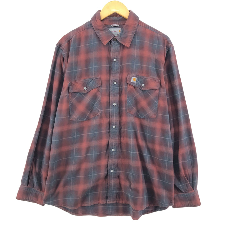 Carhartt RELAXED FIT Ombre Check Long Sleeve Light Flannel Check Shirt Men's L size / eaa499234