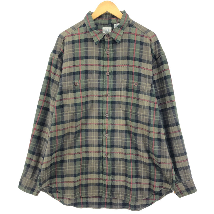 90'S GAP Old Gap Herringbone Long Sleeve Flannel Check Shirt Men's XL Vintage /eaa499239