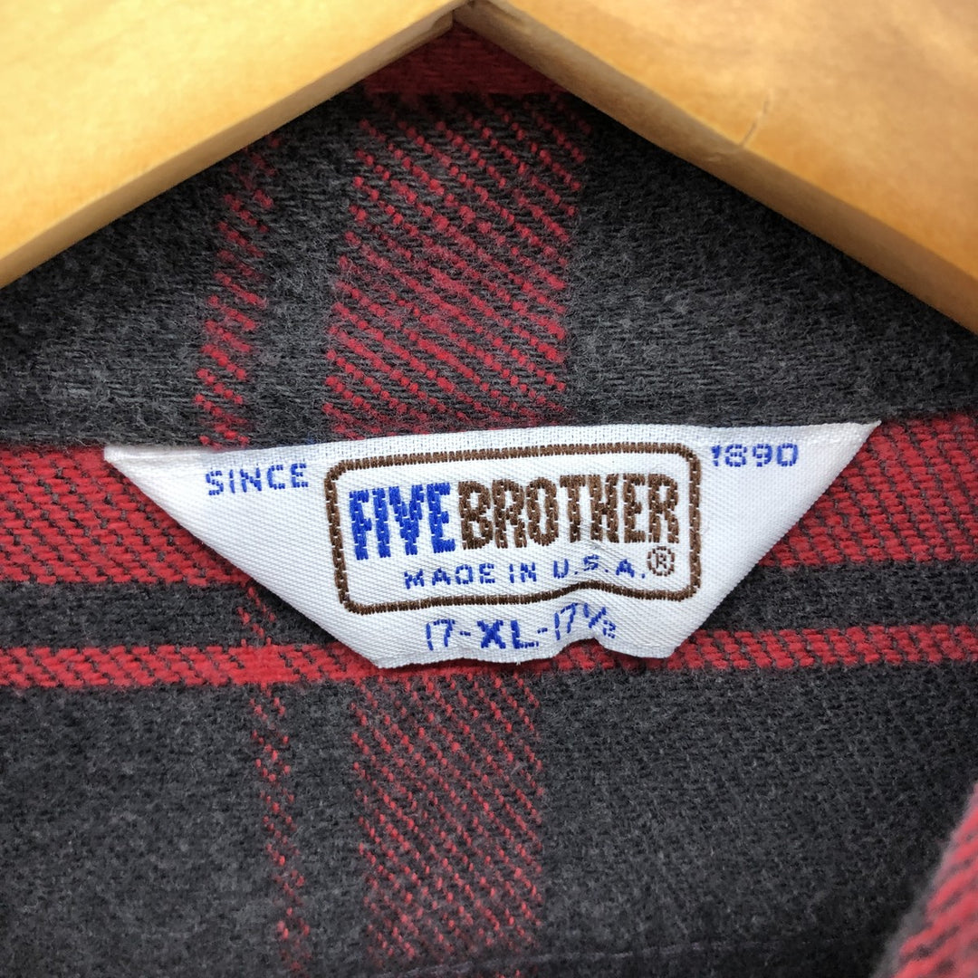 70s~80'S Five Brother Long Sleeve Heavy Flannel Check Shirt Made in USA Men's XL Vintage /eaa499249