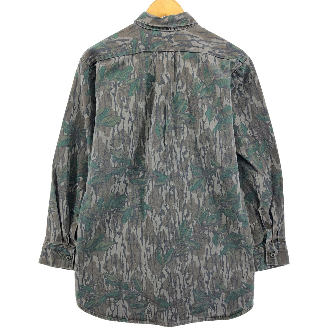 MOSSY OAK Camouflage Pattern Real Tree Camo Long Sleeve Cotton Shirt Made in USA Men's M Size /eaa499252