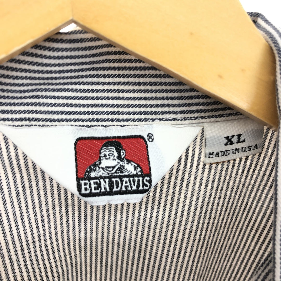 Ben Davis Stripe Pattern Half Zip Long Sleeve Work Shirt Made in USA Men's XL /eaa499255