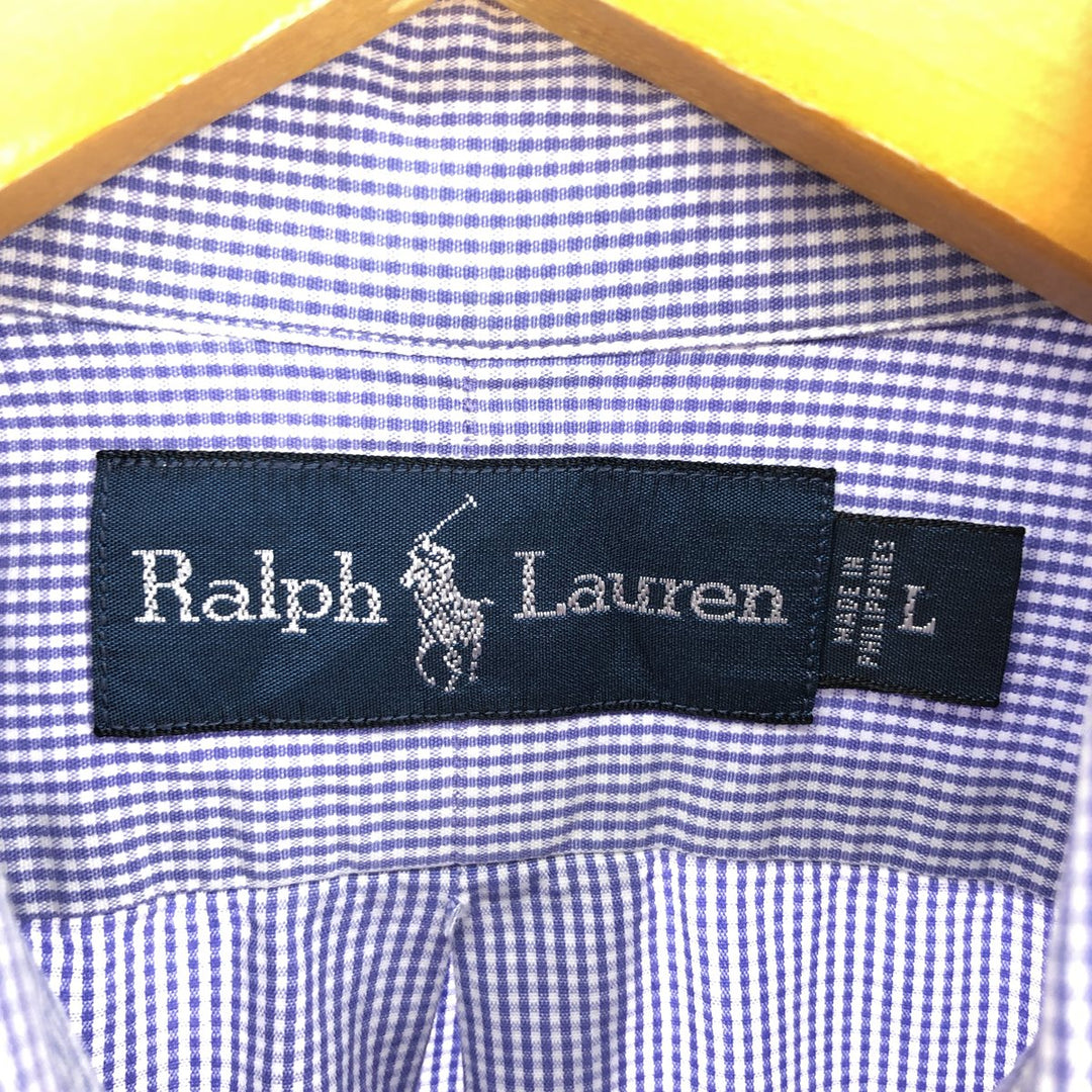 Ralph Lauren Gingham Check Long Sleeve Button-Down Check Shirt Men's L Size / eaa499266