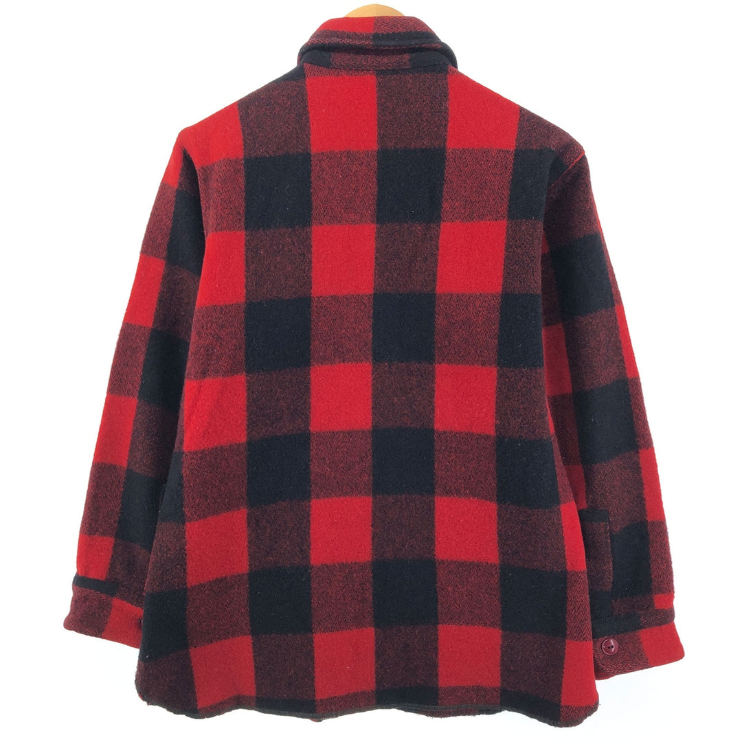 70'S WOOLRICH Buffalo check wide collar wool shirt, men's size M, vintage / eaa499298