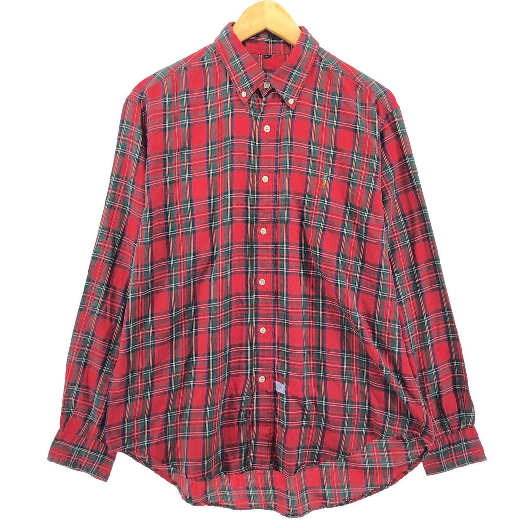 Ralph Lauren Tartan Check Long Sleeve Button Down Light Flannel Check Shirt Men's L Size / eaa499496