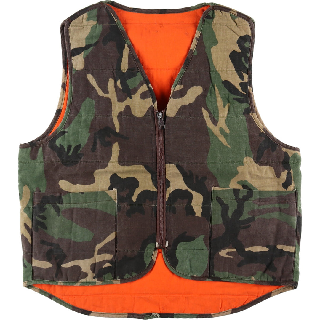 Camouflage Woodland Camo Reversible Padded Vest Men's L Size Vintage /eaa499530