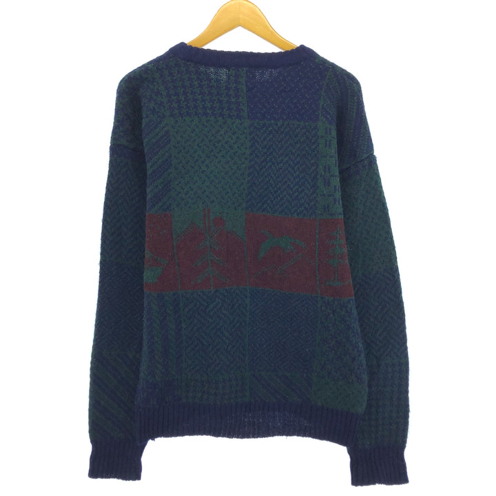 80'S WOOLRICH All-over print wool knit sweater, men's size L, vintage / eaa499603