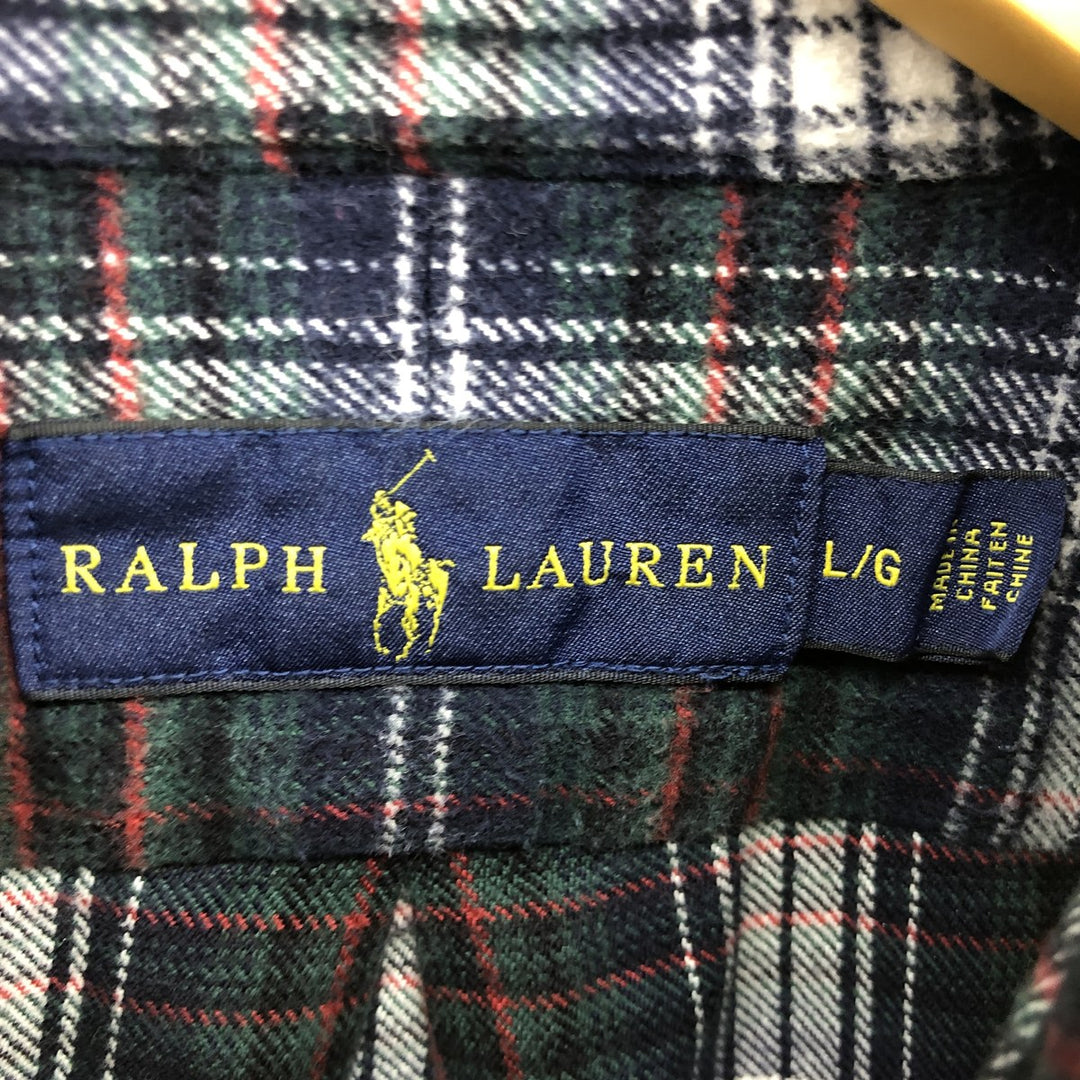 Ralph Lauren long sleeve button down flannel check shirt men's size L / eaa499663