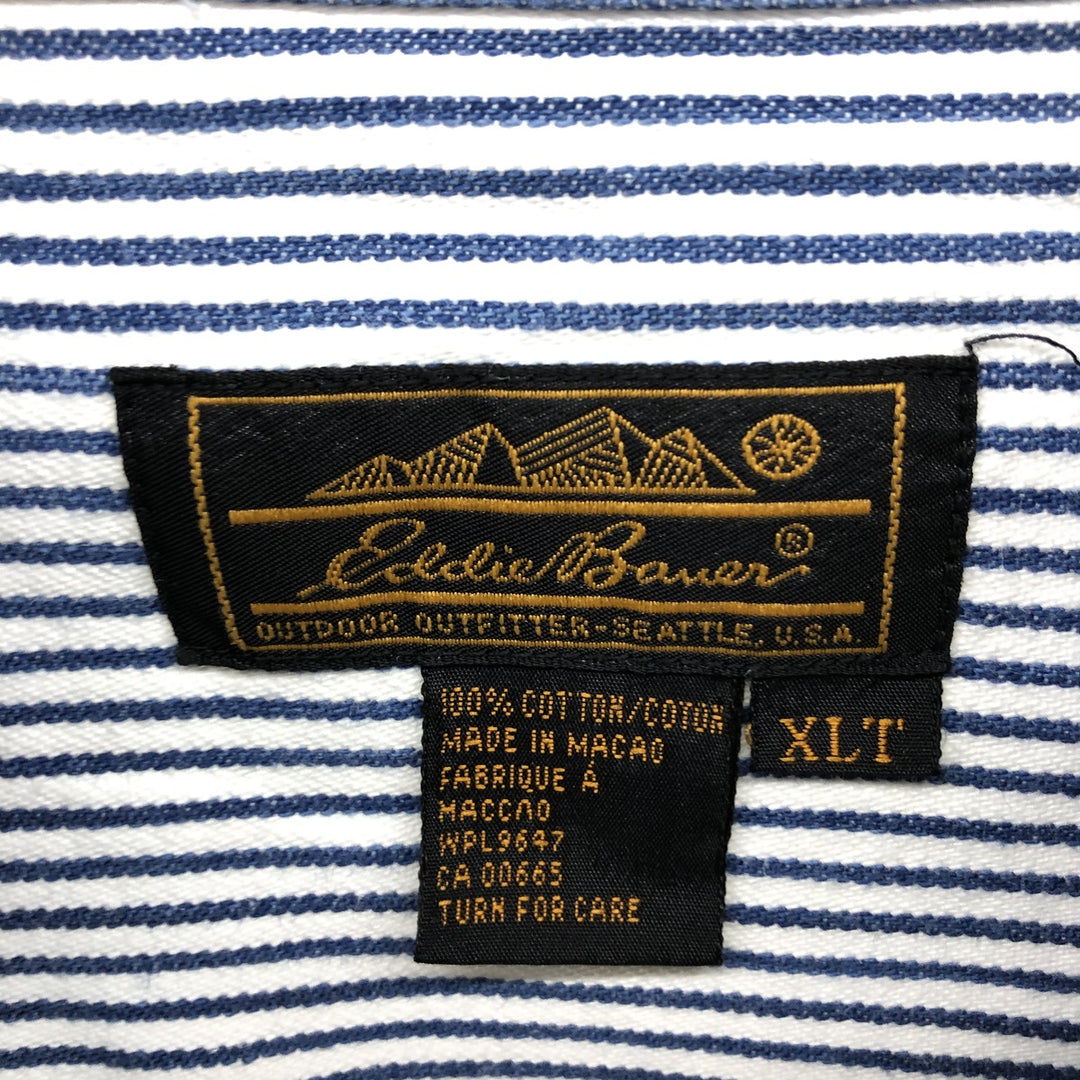 90'S Eddie Bauer Stripe Pattern Long Sleeve Denim Shirt Men's XL Vintage /eaa499682