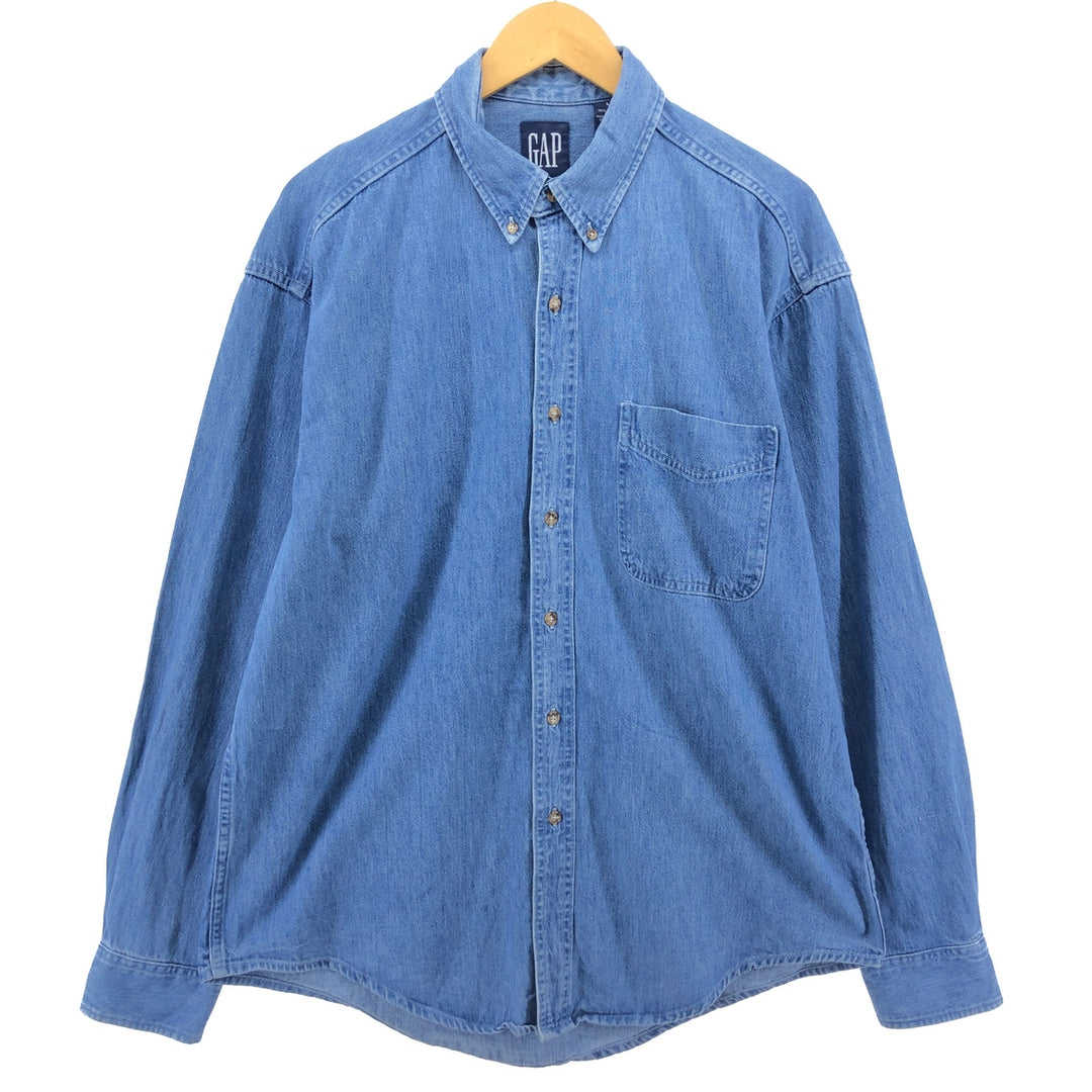 90'S GAP Old Gap Long Sleeve Button Down Denim Shirt Made in Canada Men's L Size Vintage /eaa499690