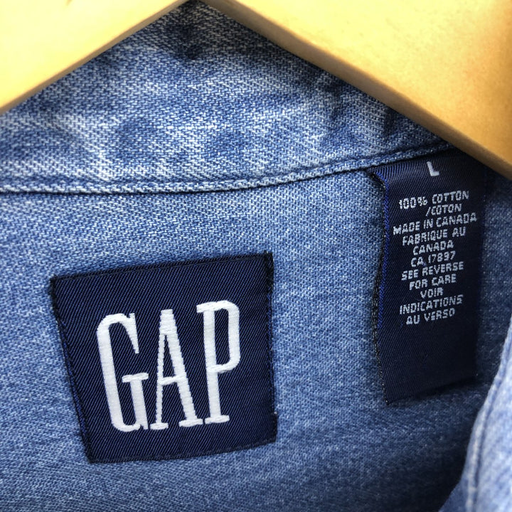 90'S GAP Old Gap Long Sleeve Button Down Denim Shirt Made in Canada Men's L Size Vintage /eaa499690