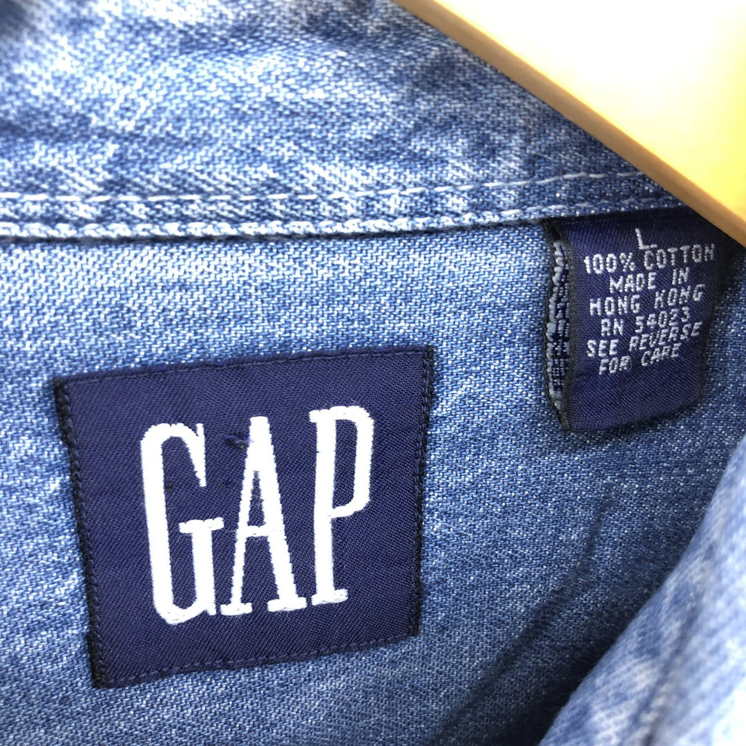 90'S GAP Old Gap Long Sleeve Button Down Denim Shirt Men's L Size Vintage /eaa499692