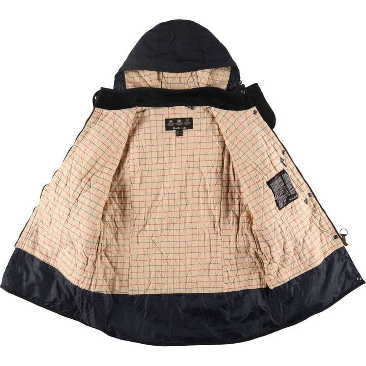 Barbour hooded waxed cotton oiled jacket, women's size L Waxed cotton black type Vintage Second Hand