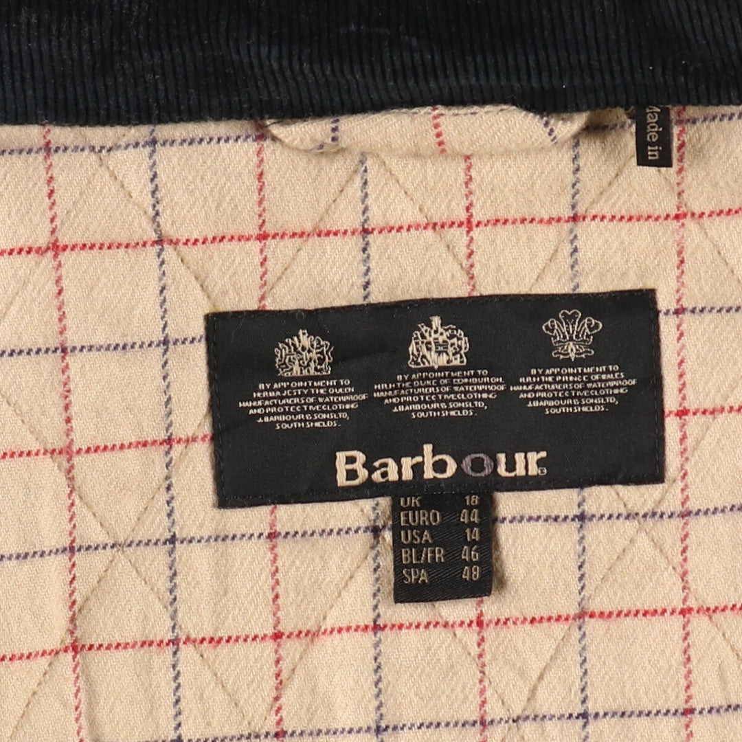 Barbour hooded waxed cotton oiled jacket, women's size L Waxed cotton black type Vintage Second Hand