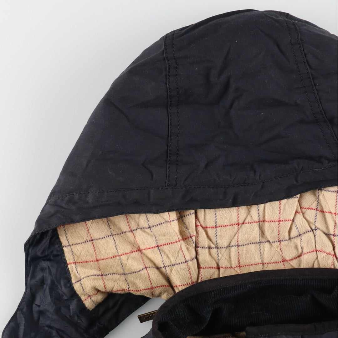 Barbour hooded waxed cotton oiled jacket, women's size L Waxed cotton black type Vintage Second Hand