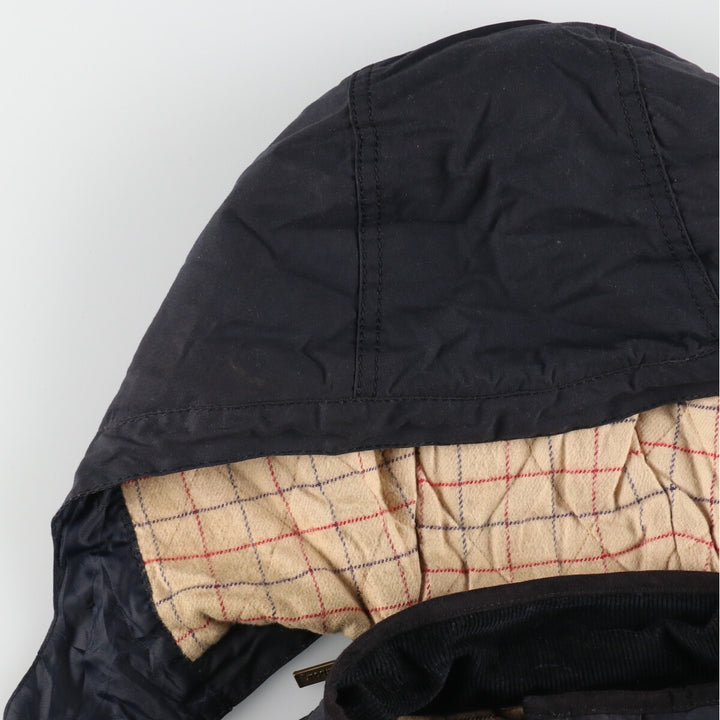 Barbour hooded waxed cotton oiled jacket, women's size L Waxed cotton black type Vintage Second Hand