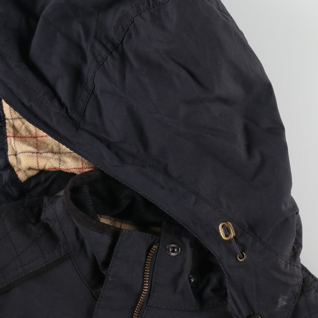 Barbour hooded waxed cotton oiled jacket, women's size L Waxed cotton black type Vintage Second Hand