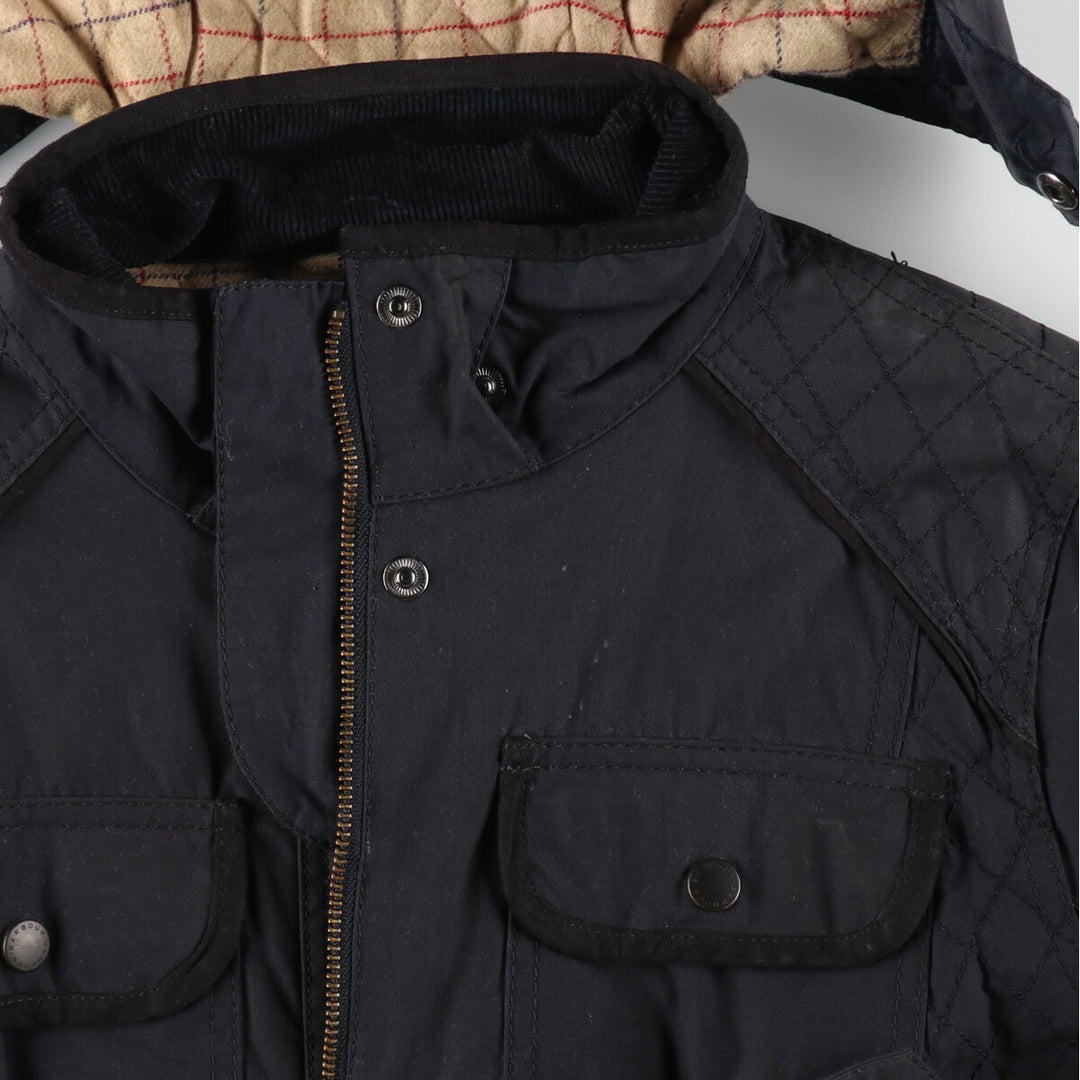 Barbour hooded waxed cotton oiled jacket, women's size L Waxed cotton black type Vintage Second Hand