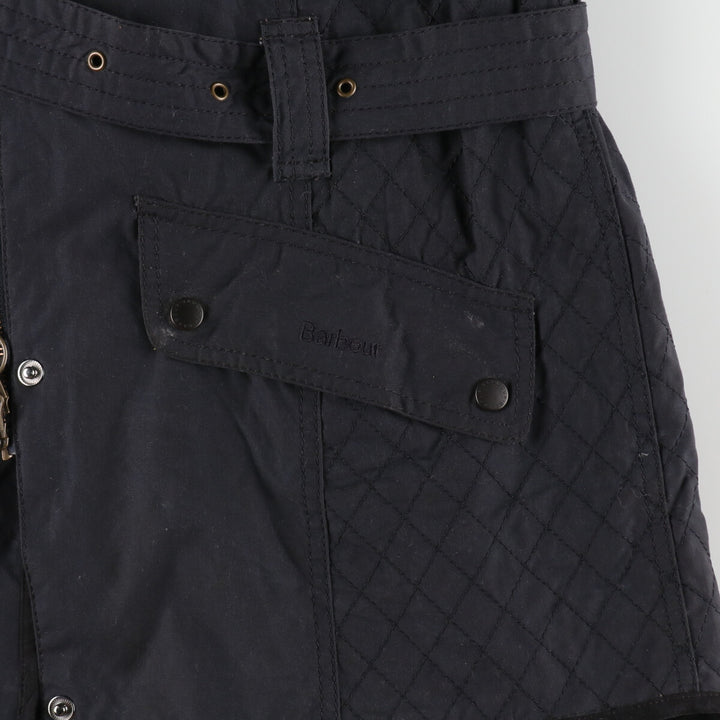 Barbour hooded waxed cotton oiled jacket, women's size L Waxed cotton black type Vintage Second Hand