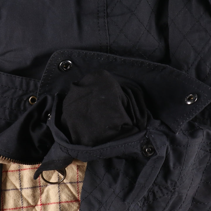 Barbour hooded waxed cotton oiled jacket, women's size L Waxed cotton black type Vintage Second Hand