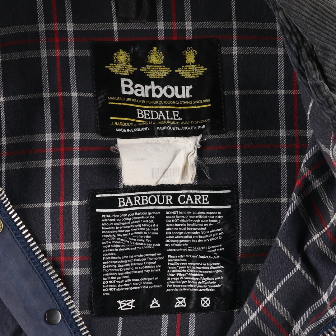 90'S Barbour Bedale Old 3 Warrant Waxed Cotton Oiled Jacket Made in England C40 Men's M Size Vintage /eaa499720