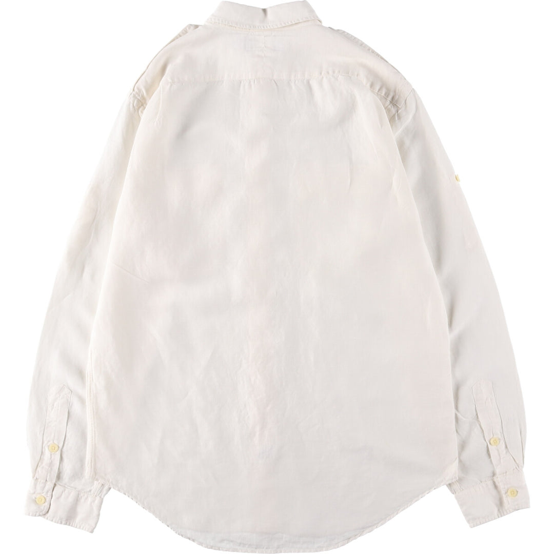Ralph Lauren POLO by Ralph Lauren long-sleeved linen shirt, men's size M linen ivory Vintage Second Hand