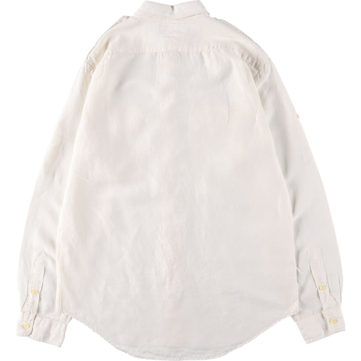 Ralph Lauren POLO by Ralph Lauren long-sleeved linen shirt, men's size M linen ivory Vintage Second Hand