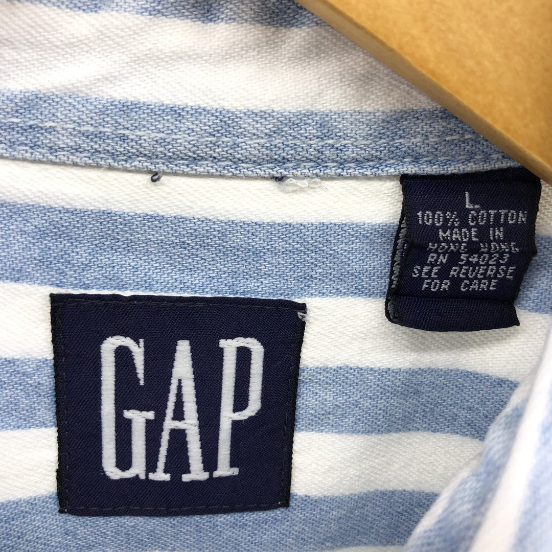 90'S GAP Old Gap Stripe Pattern Long Sleeve Button Down Denim Shirt Men's L Size Vintage /eaa499815