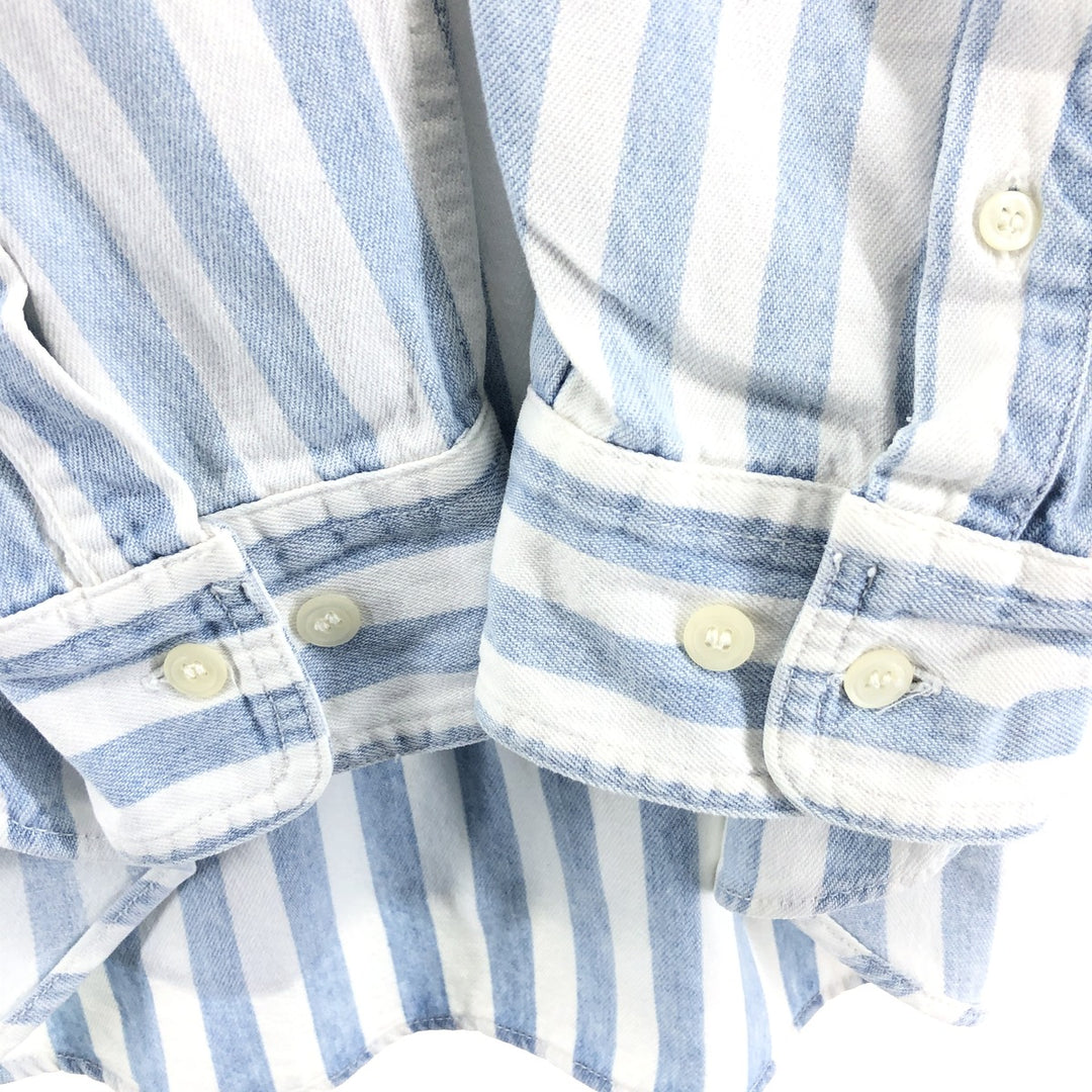 90'S GAP Old Gap Stripe Pattern Long Sleeve Button Down Denim Shirt Men's L Size Vintage /eaa499815