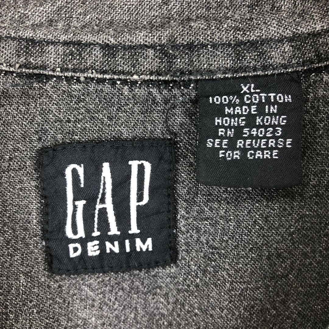 90'S GAP DENIM Old GAP Long Sleeve Black Denim Shirt Men's XL Vintage /eaa499817