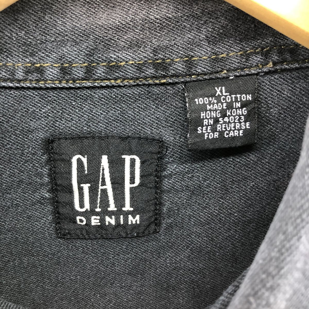 90'S GAP DENIM Old GAP Long Sleeve Black Denim Shirt Men's XL Vintage /eaa499818