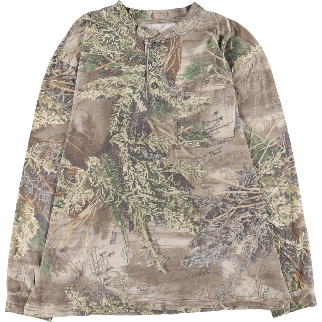 REDHEAD Real Tree Camo Henley Neck Long T-Shirt Men's L size /eaa499897