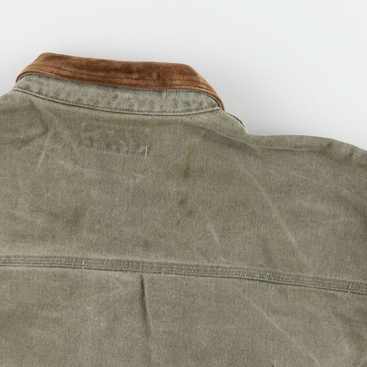 80'S Banana Republic suede collar denim jacket, denim jacket, men's XL size, vintage /eaa500018