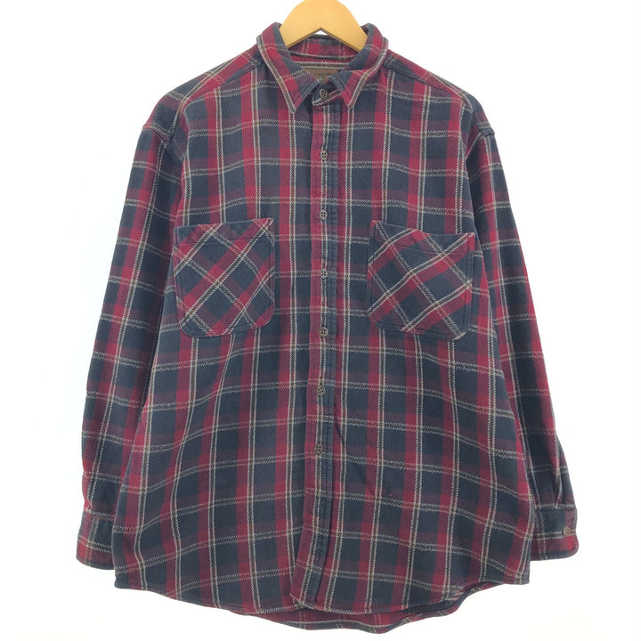 ST JOHN'S BAY Long Sleeve Flannel Check Shirt Men's Size L Vintage /eaa500039