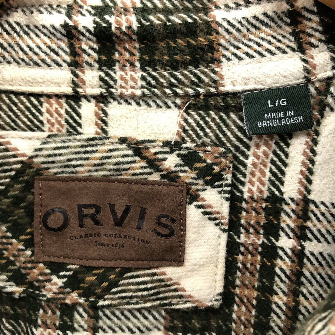 ORVIS Long Sleeve Flannel Check Shirt Men's Size L /eaa500051