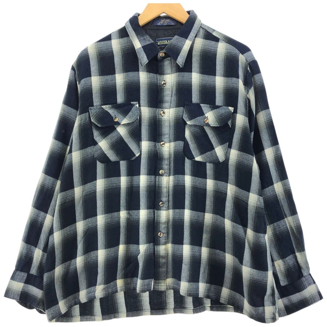 90'S Woodland Ombre Check Long Sleeve Flannel Check Shirt Box Shirt Men's XL /eaa500054