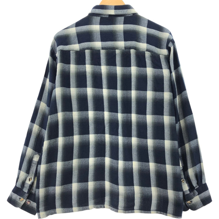 90'S Woodland Ombre Check Long Sleeve Flannel Check Shirt Box Shirt Men's XL /eaa500054