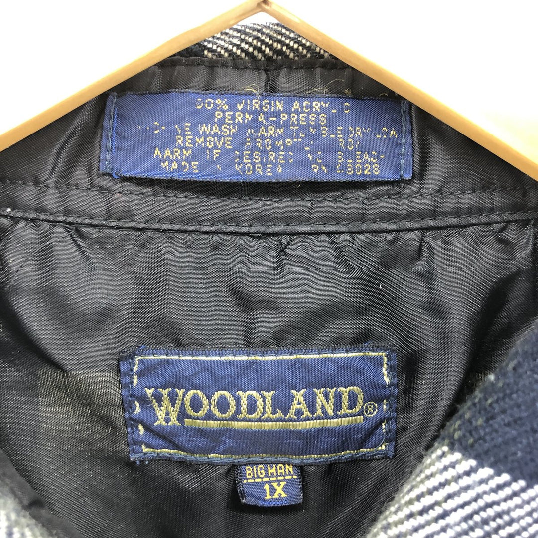 90'S Woodland Ombre Check Long Sleeve Flannel Check Shirt Box Shirt Men's XL /eaa500054