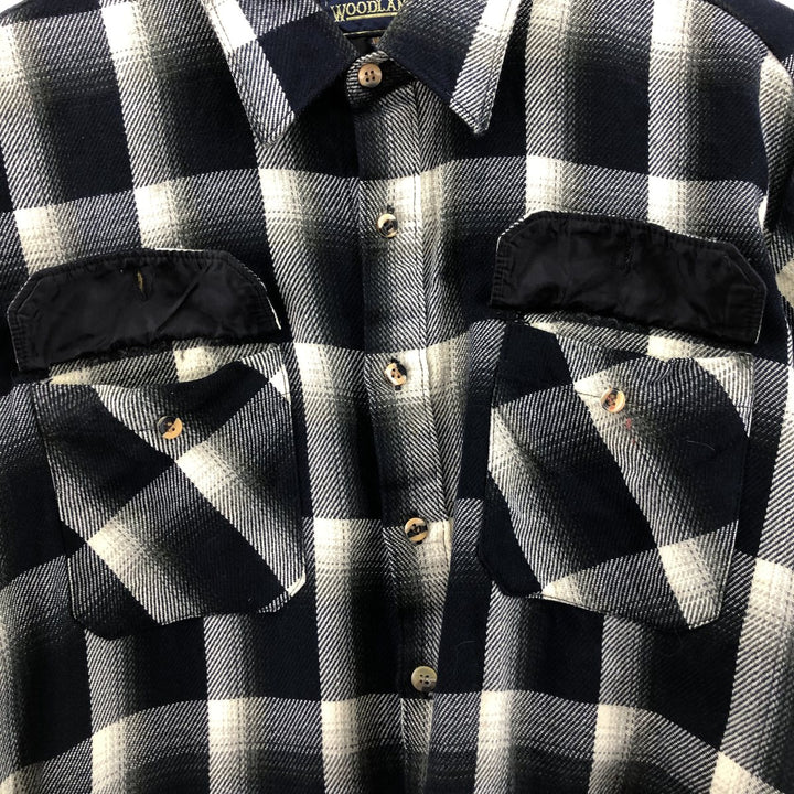 90'S Woodland Ombre Check Long Sleeve Flannel Check Shirt Box Shirt Men's XL /eaa500054