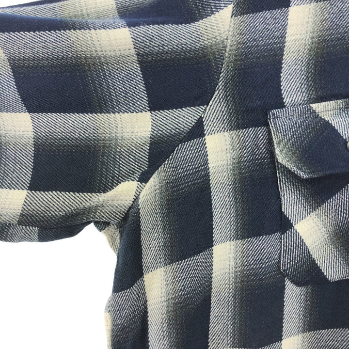 90'S Woodland Ombre Check Long Sleeve Flannel Check Shirt Box Shirt Men's XL /eaa500054