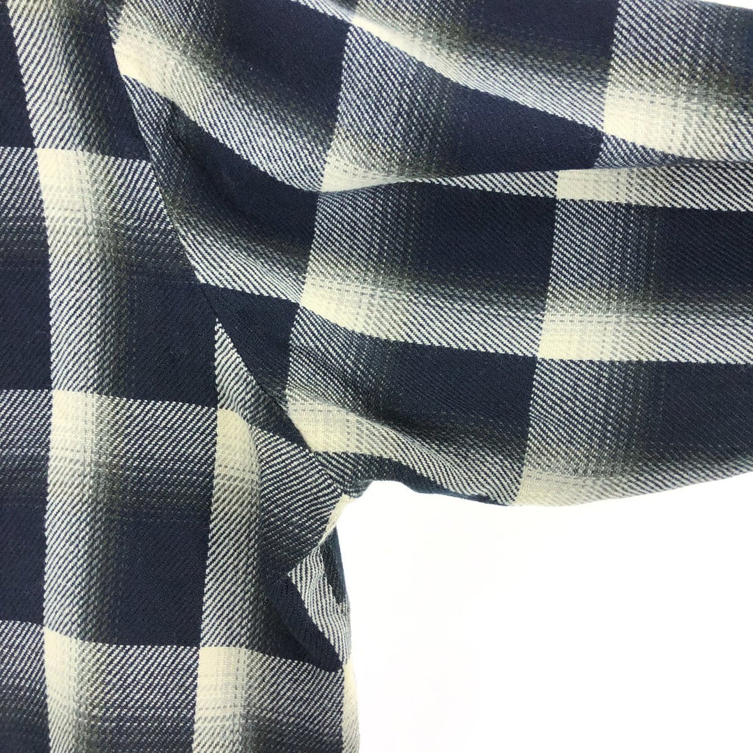 90'S Woodland Ombre Check Long Sleeve Flannel Check Shirt Box Shirt Men's XL /eaa500054
