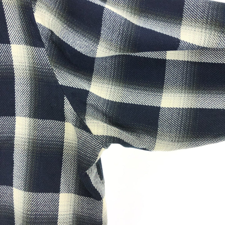 90'S Woodland Ombre Check Long Sleeve Flannel Check Shirt Box Shirt Men's XL /eaa500054