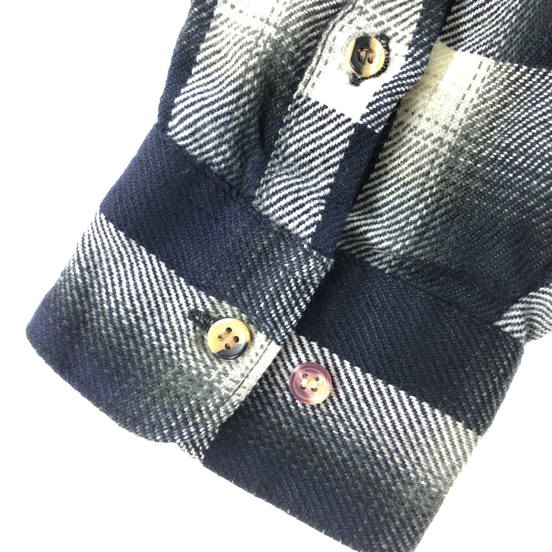 90'S Woodland Ombre Check Long Sleeve Flannel Check Shirt Box Shirt Men's XL /eaa500054