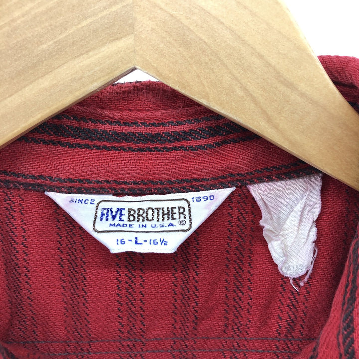 70s~80'S Five Brother Stripe Pattern Long Sleeve Heavy Flannel Shirt Made in USA Men's L Size Vintage /eaa500055