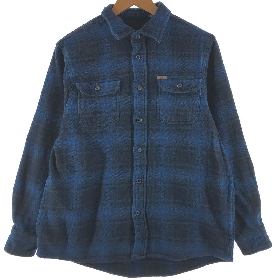 ORVIS Ombre Check Long Sleeve Heavy Flannel Check Shirt Men's L size / eaa500061