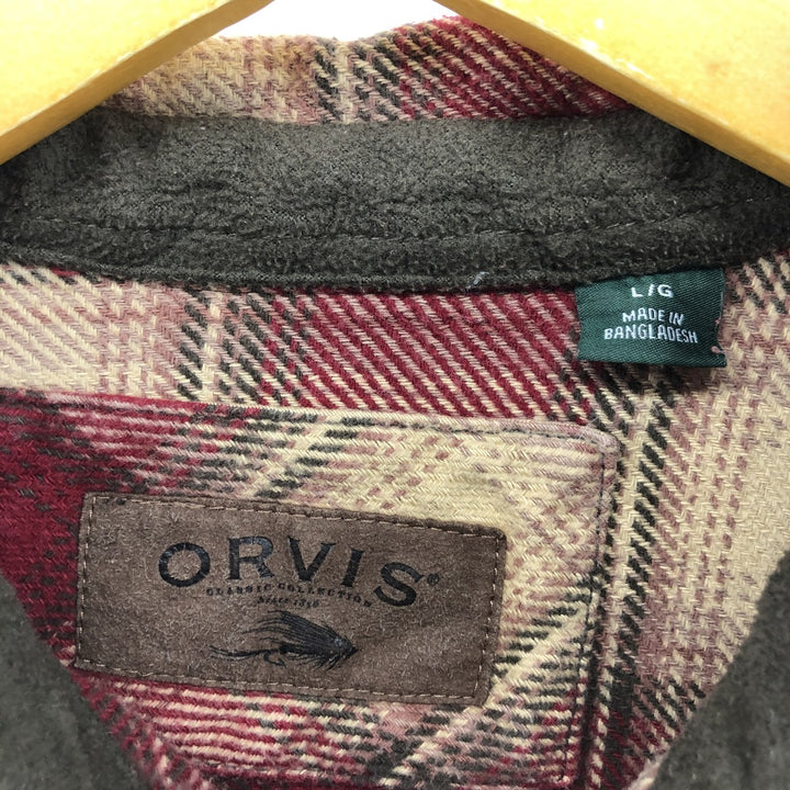 ORVIS Ombre Check Long Sleeve Heavy Flannel Check Shirt Men's L size / eaa500062