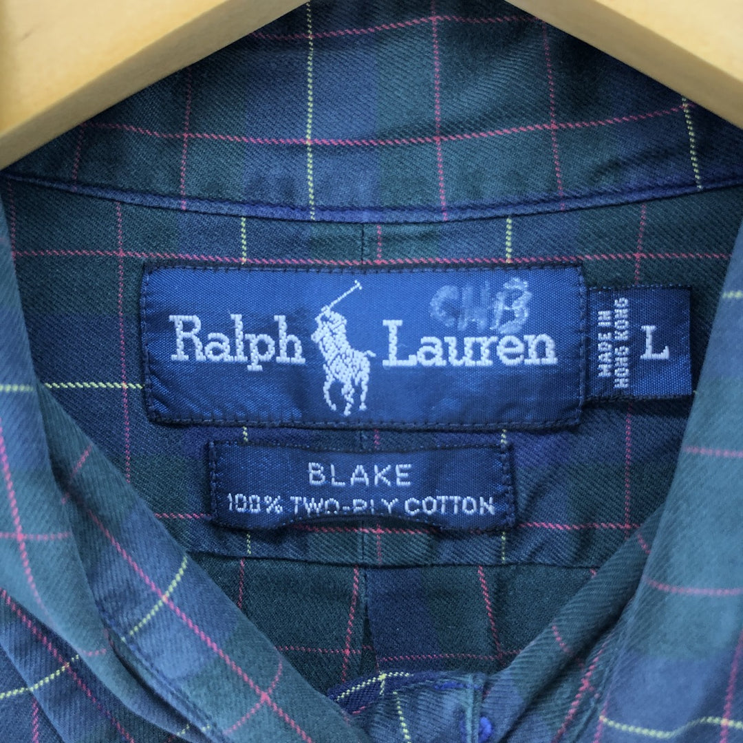 90'S Polo Ralph Lauren Check Pattern Long Sleeve Button Down Check Shirt L /eaa500079