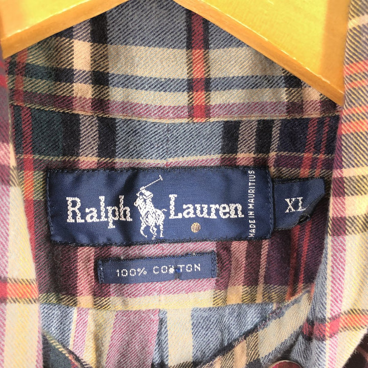 90'S Polo Ralph Lauren Check Pattern One Point Long Sleeve Button Down Check Shirt XL Vintage /eaa500082