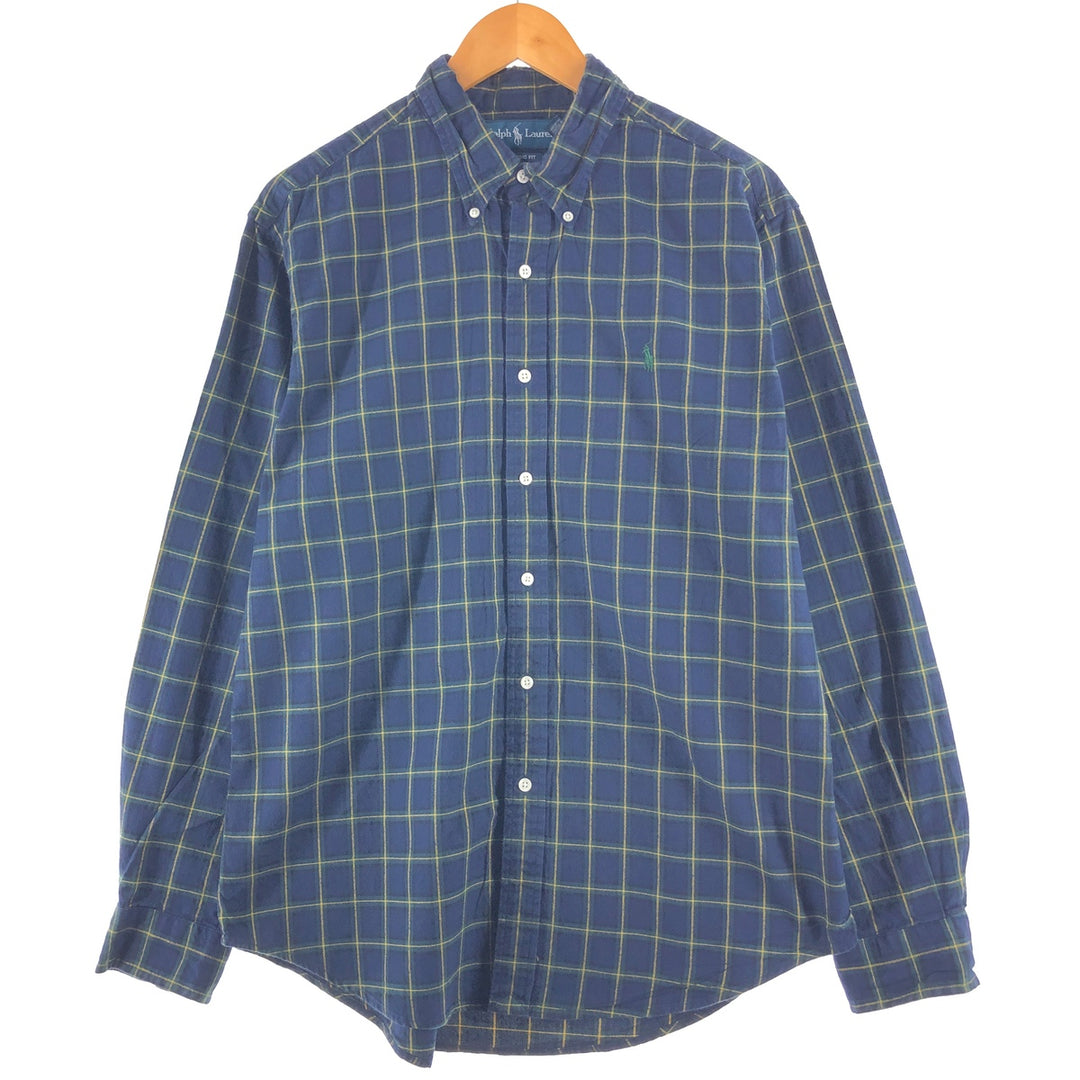 90'S Polo Ralph Lauren Check Pattern One Point Long Sleeve Button Down Check Shirt L Vintage /eaa500085