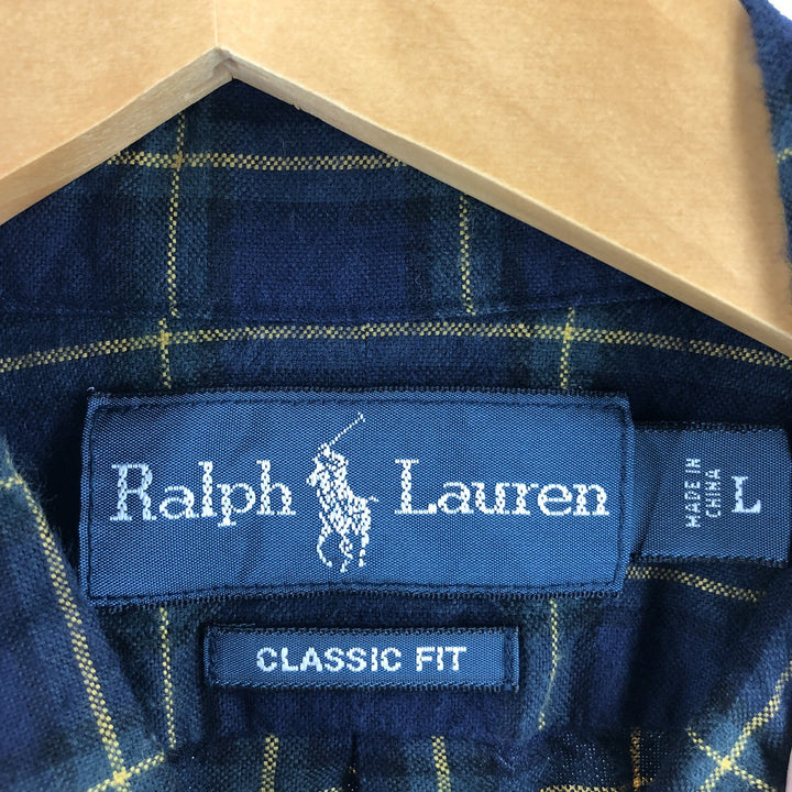 90'S Polo Ralph Lauren Check Pattern One Point Long Sleeve Button Down Check Shirt L Vintage /eaa500085