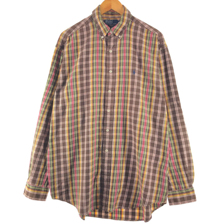 90'S Polo Ralph Lauren Check Pattern One Point Long Sleeve Button Down Check Shirt L Vintage /eaa500086